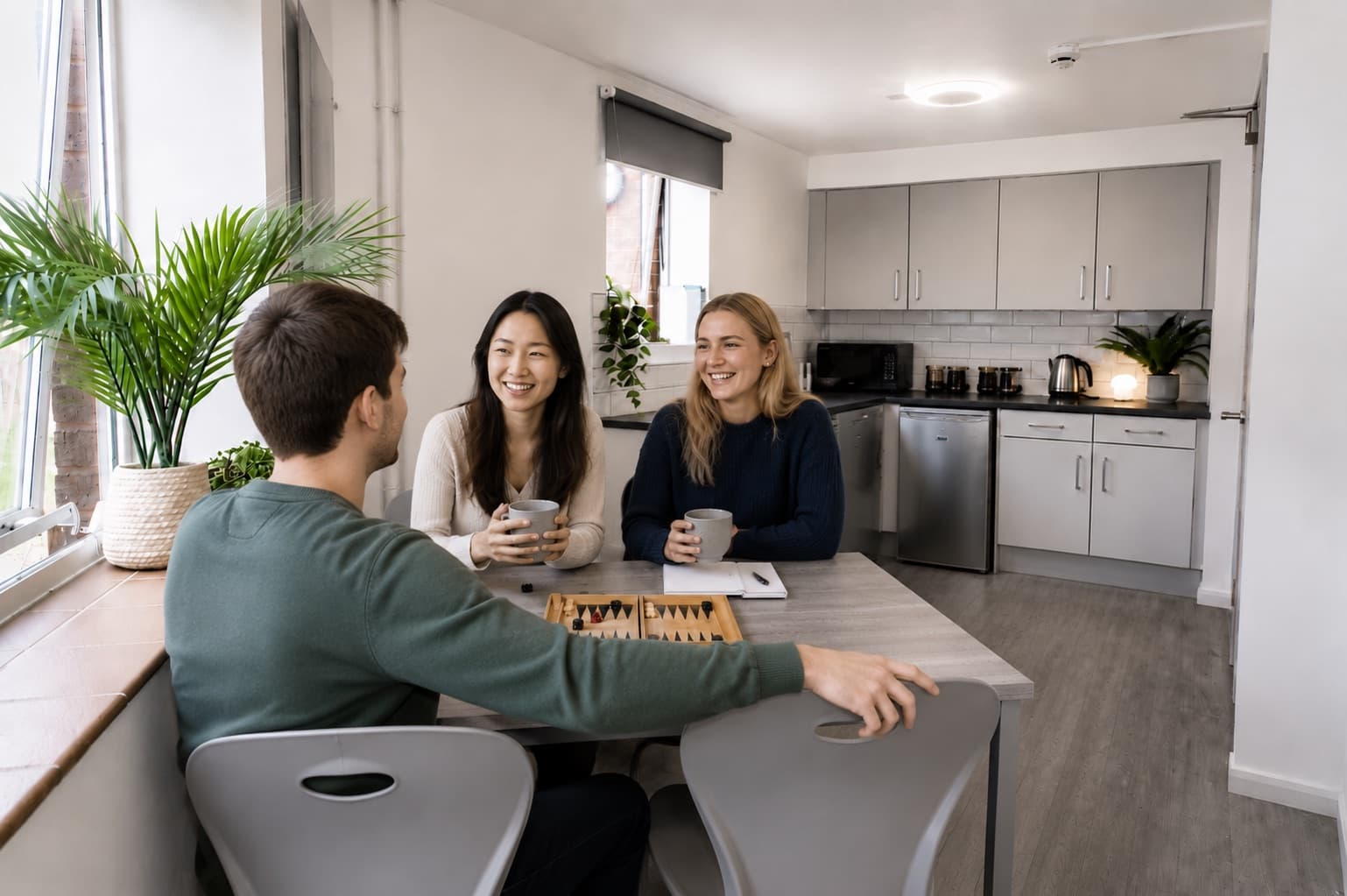 Broadgate Park Standard Bedroom: kitchen with students
